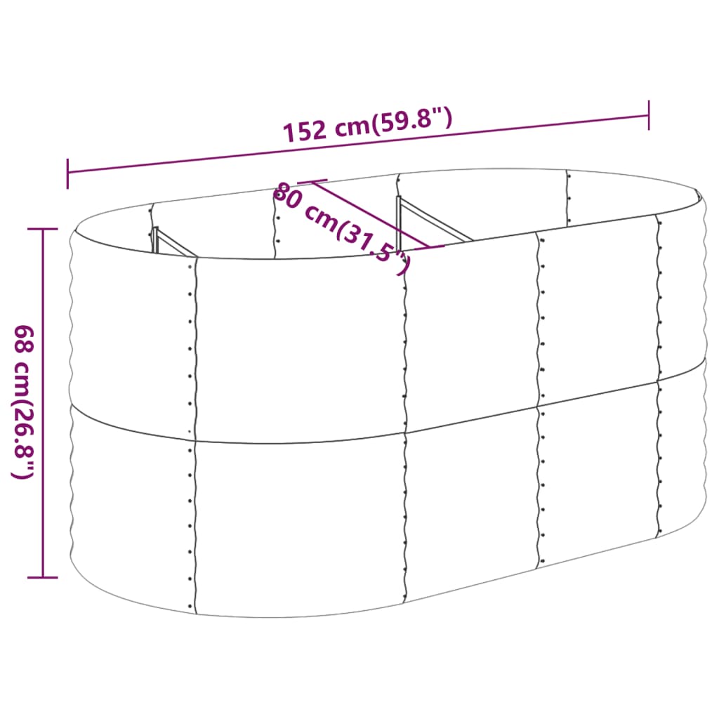 vidaXL Garden Raised Bed | Green | Powder-coated steel | Standard | Durable