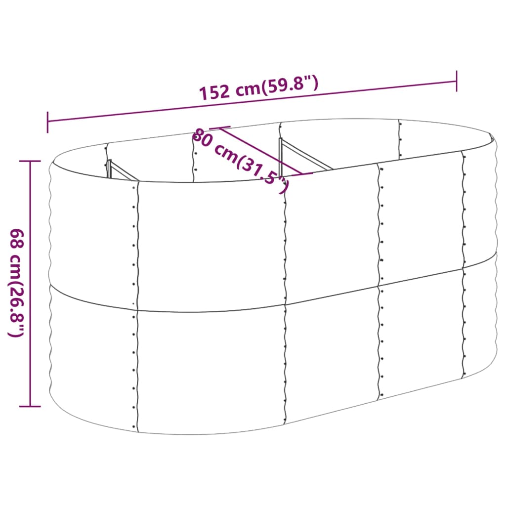 vidaXL Garden Raised Bed | Grey | Powder-coated steel | Large | Durable