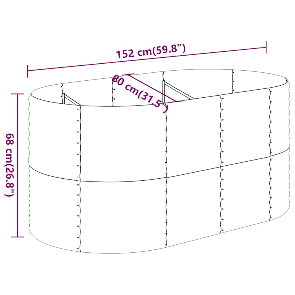 vidaXL Garden Raised Bed Galvanised Steel 152x80x68 cm Brown