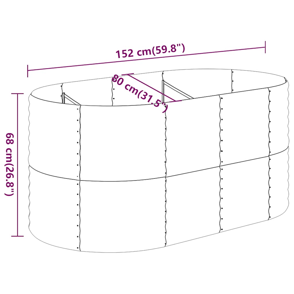 vidaXL Garden Raised Bed Galvanised Steel 152x80x68 cm Anthracite