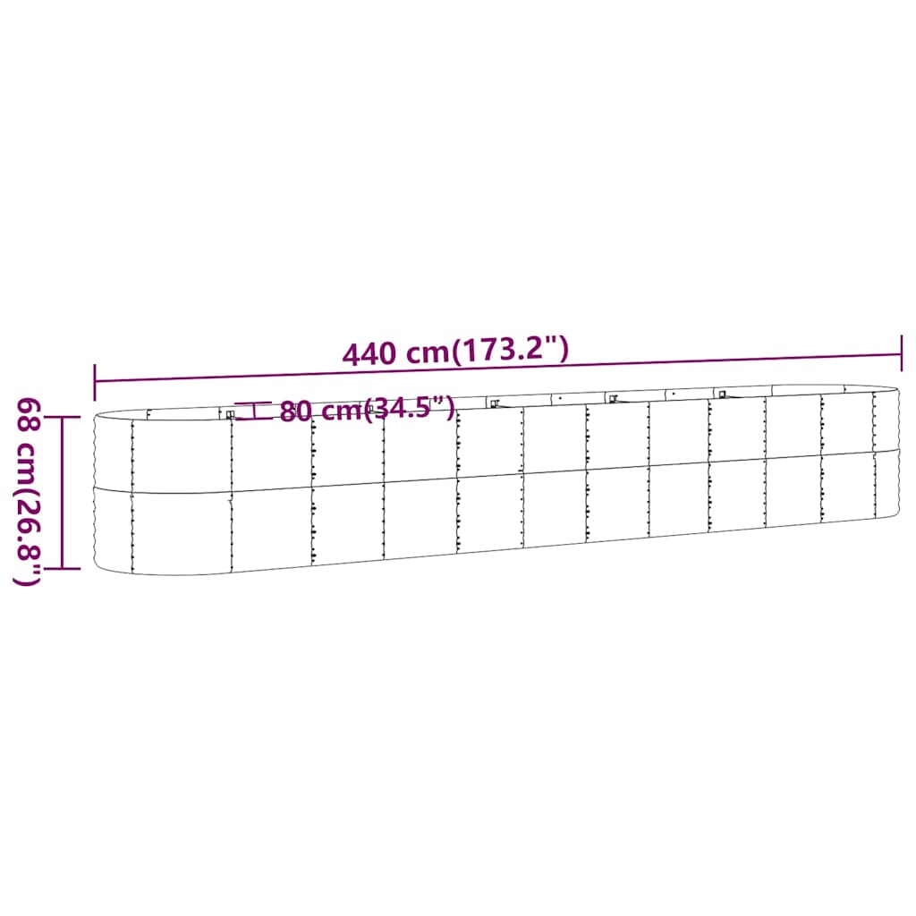 vidaXL Garden Raised Bed | Brown | Powder-coated Steel | Large | Durable