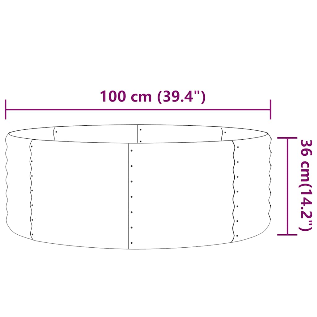 vidaXL Garden Raised Bed Galvanised Steel 100x100x36 cm Grey