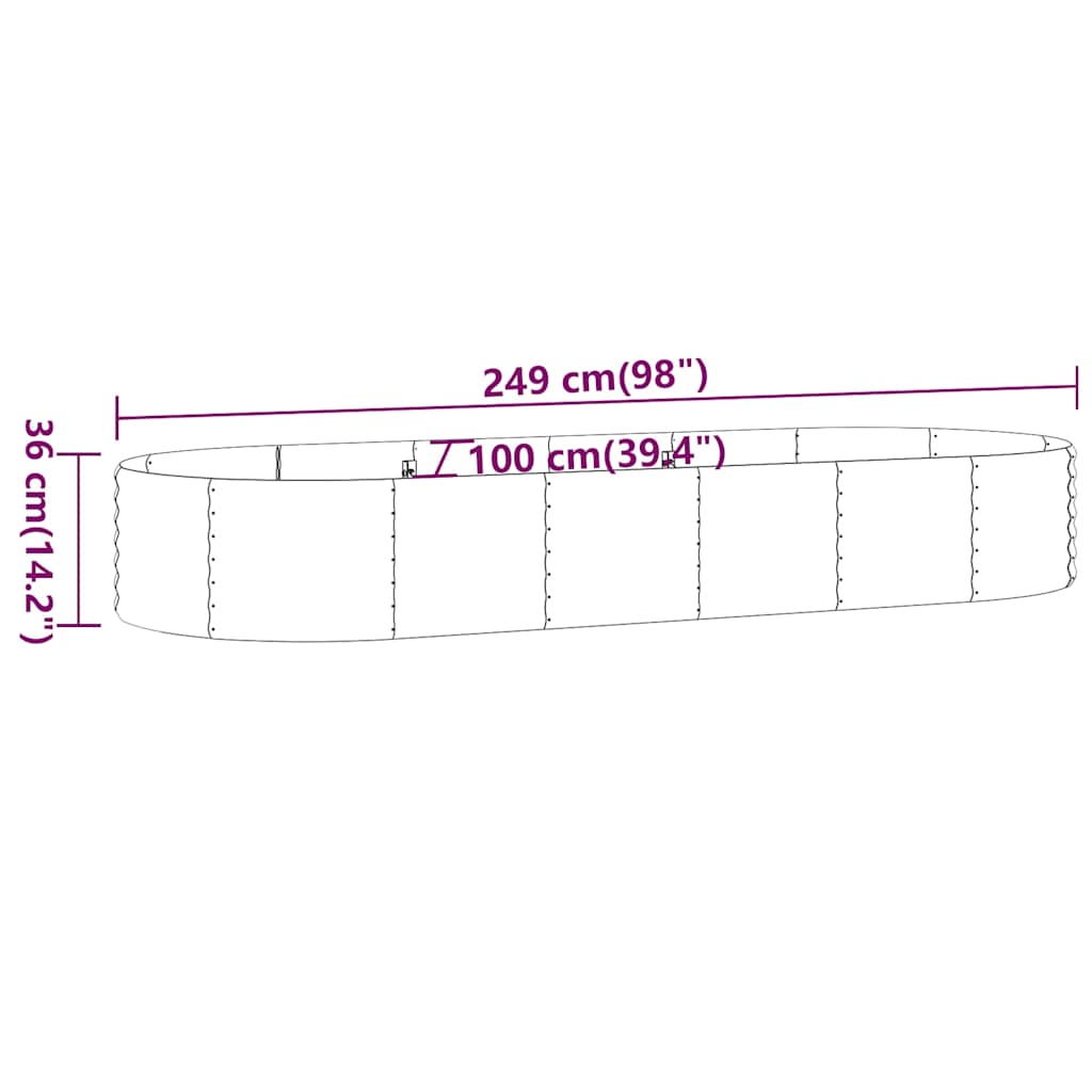 vidaXL Garden Raised Bed | Brown | Powder-coated steel | Large | Durable