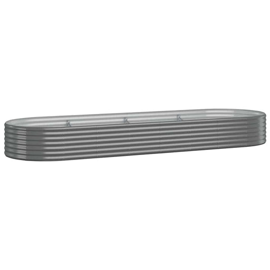 vidaXL Garden Raised Bed Galvanised Steel 322x100x36 cm Grey