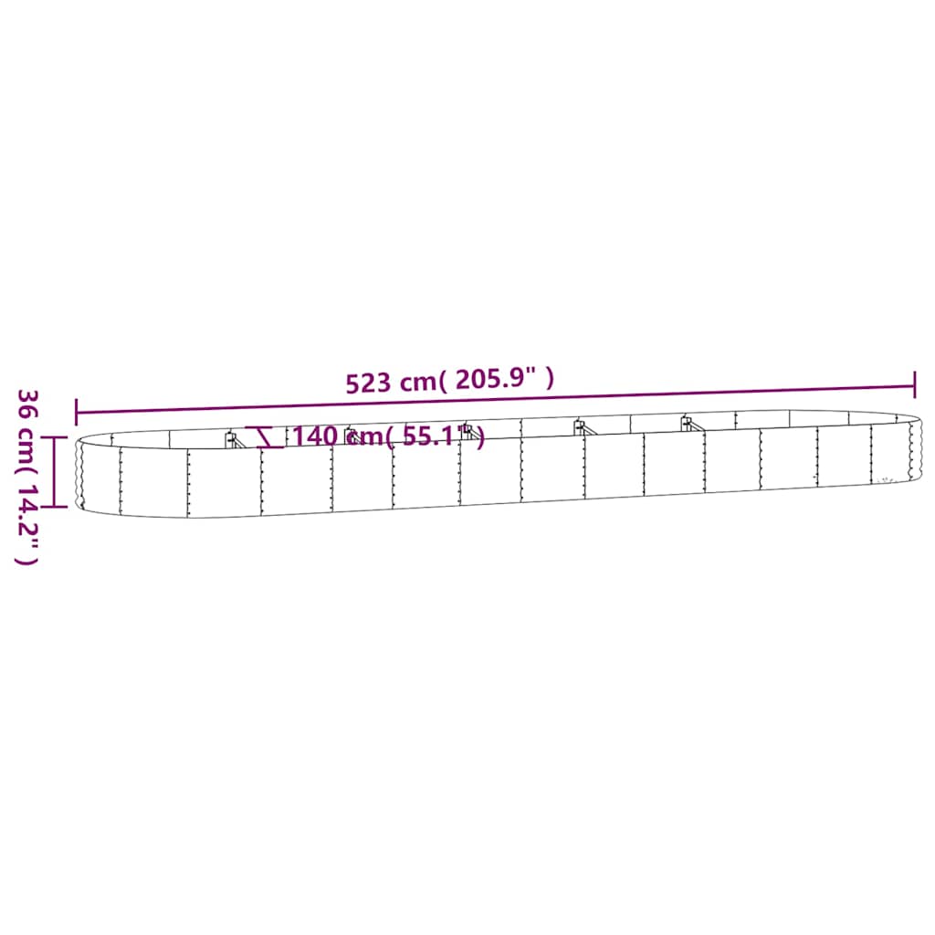 vidaXL Garden Raised Bed | Grey | Powder-coated steel | Large | Durable