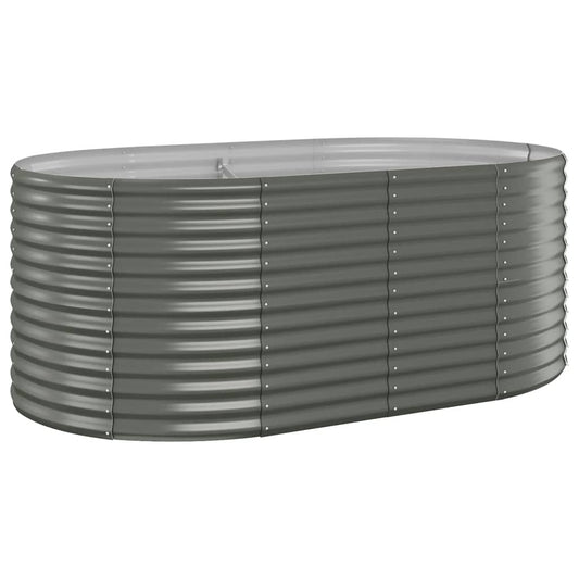 vidaXL Garden Raised Bed | Grey | Powder-coated steel | Large | Durable