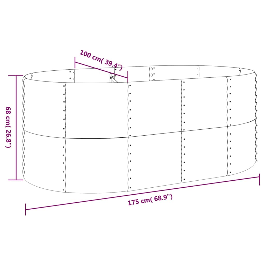 vidaXL Garden Raised Bed Galvanised Steel 175x100x68 cm Grey