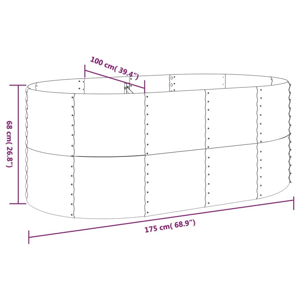 vidaXL Garden Raised Bed Powder-coated Steel 175x100x68 cm Brown