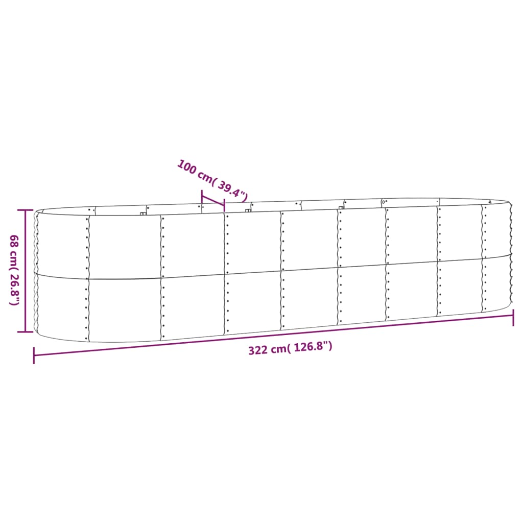 vidaXL Garden Raised Bed | Green | Powder-coated steel | Large