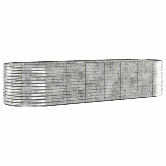 vidaXL Garden Raised Bed Galvanised Steel 322x100x68 cm Silver