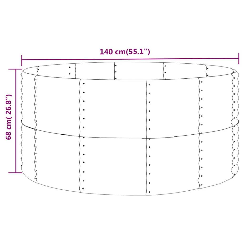 vidaXL Garden Raised Bed Green 140x140x68 cm Galvanised Steel