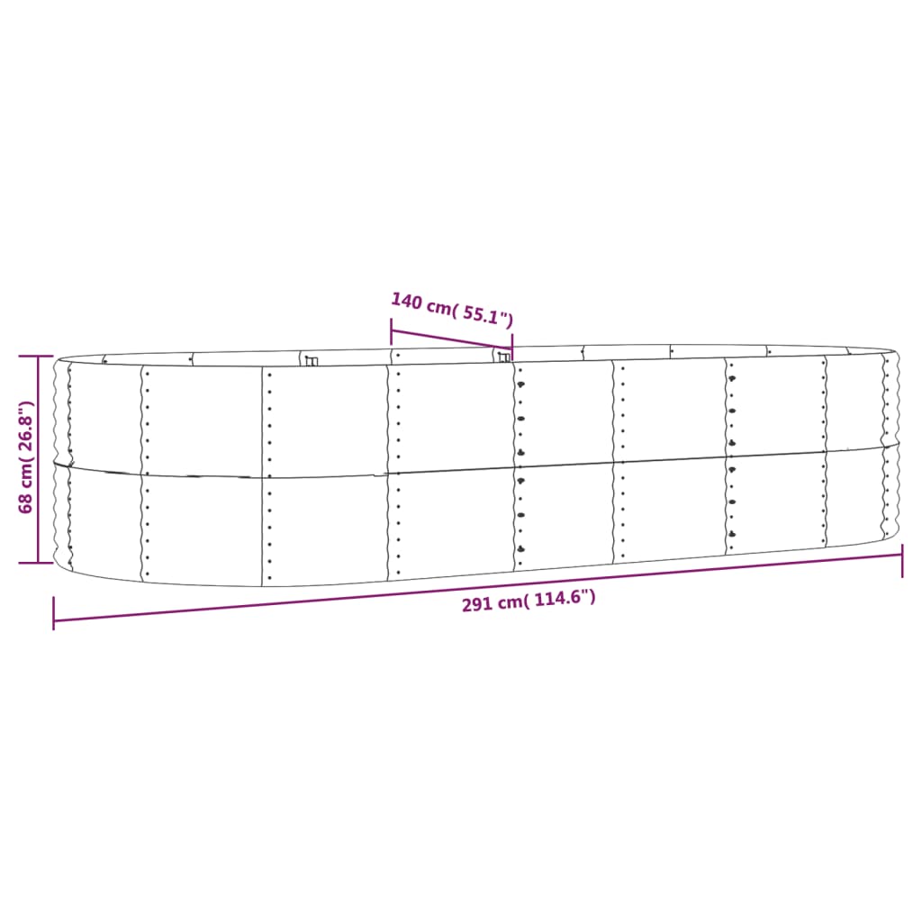vidaXL Garden Raised Bed Brown 291x140x68 cm Galvanised Steel