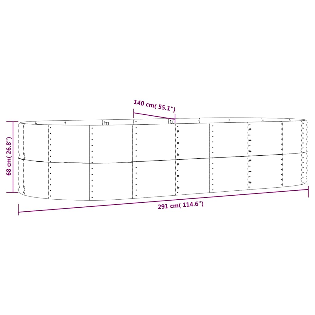 vidaXL Garden Raised Bed Brown 291x140x68 cm Galvanised Steel