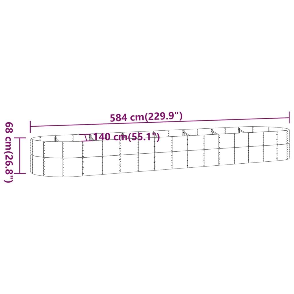 vidaXL Garden Raised Bed | Grey | Powder-coated steel | Large