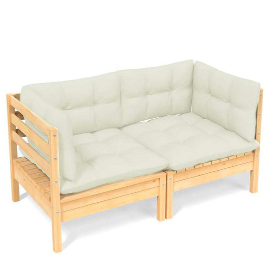 vidaXL 2-Seater Garden Sofa with Cream Cushions Solid Pinewood