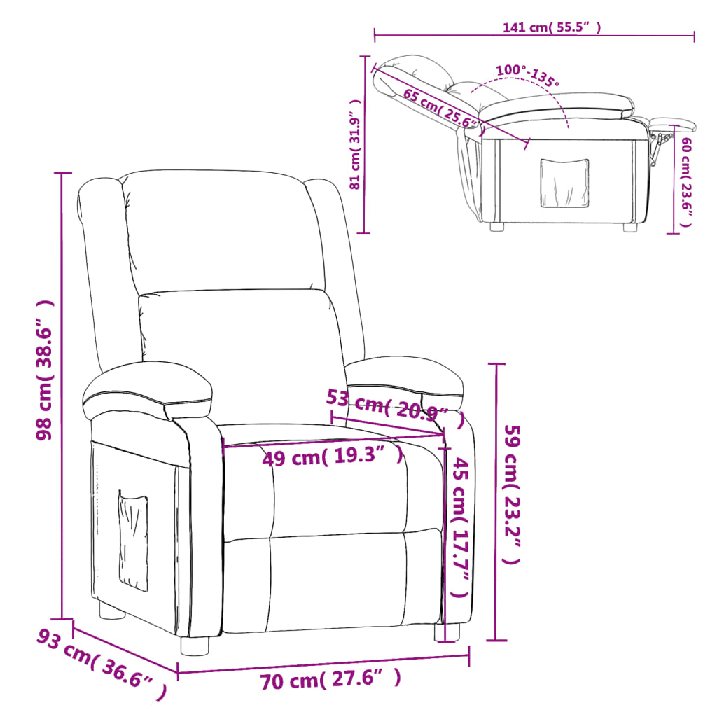 vidaXL Recliner Chair Light Grey Velvet