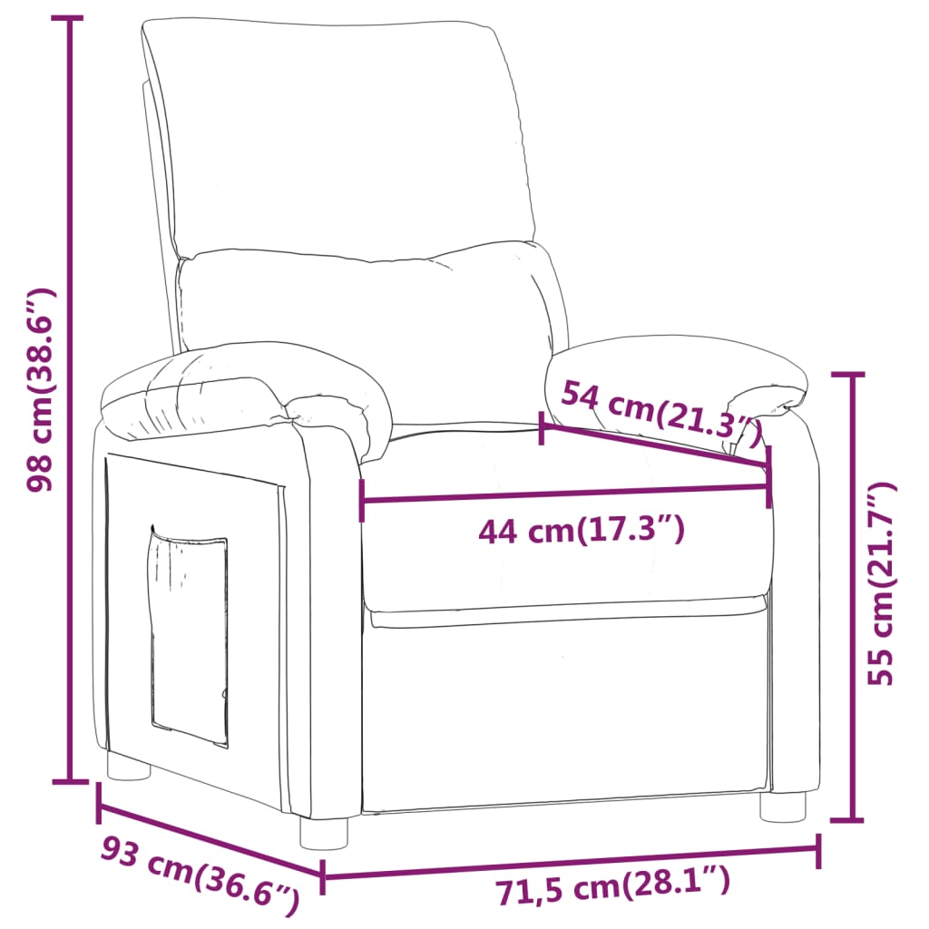 vidaXL Recliner Chair Dark Brown Fabric