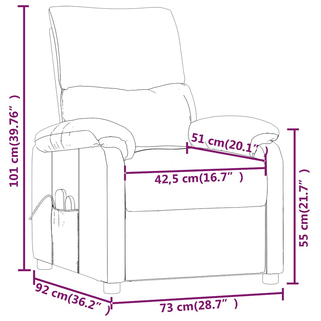 vidaXL Massage Chair Taupe Fabric