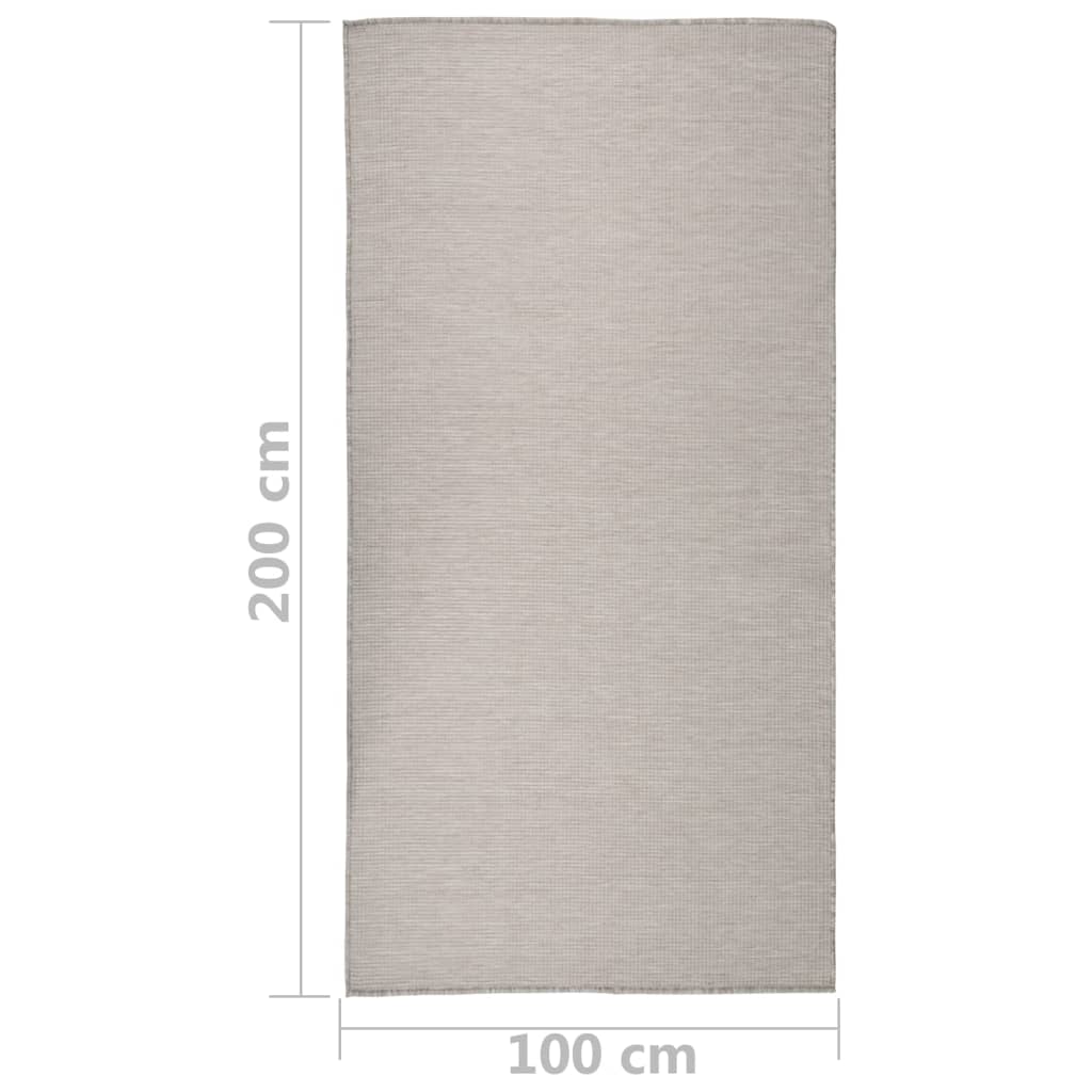 vidaXL Outdoor Flatweave Rug 100x200 cm Taupe