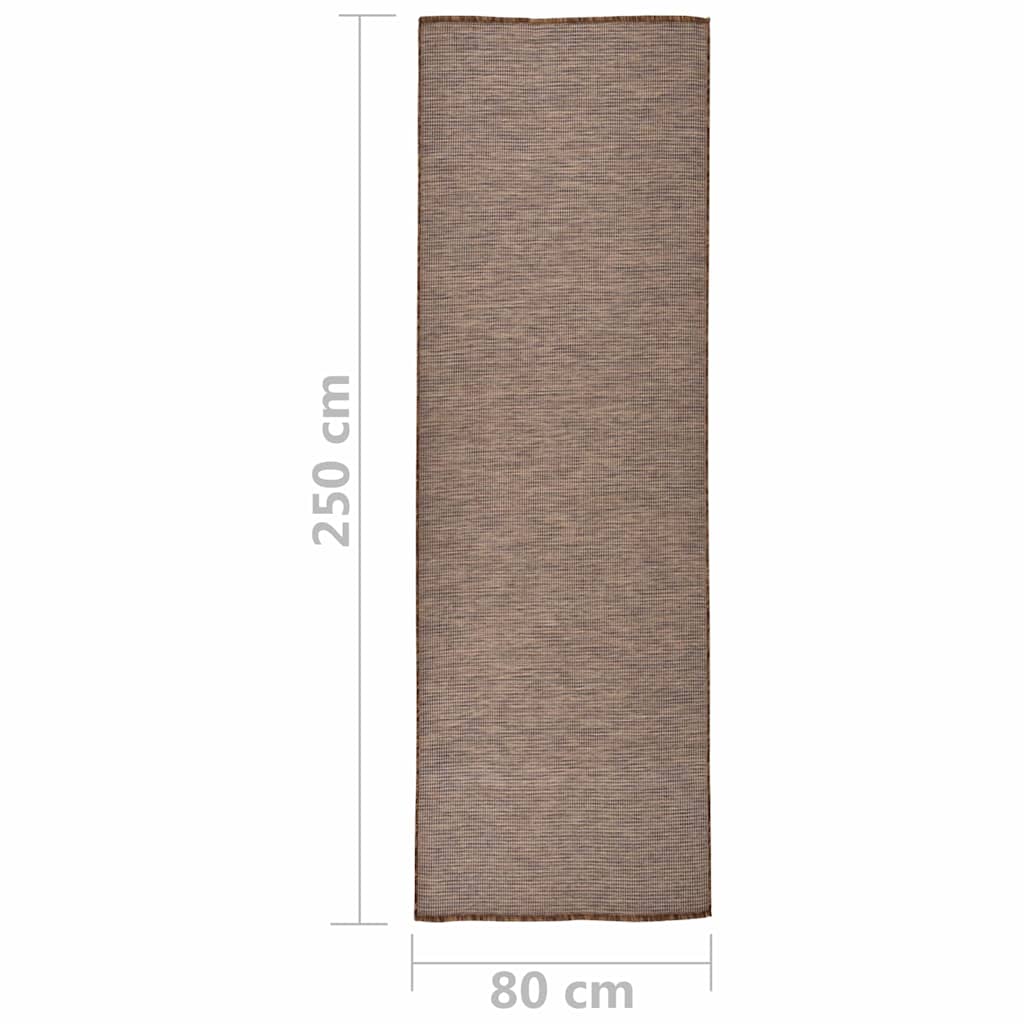 vidaXL Outdoor Flatweave Rug 80x250 cm Brown