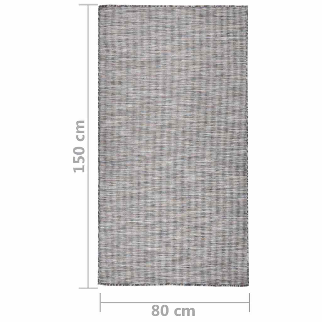 vidaXL Outdoor Flatweave Rug 80x150 cm Brown and Blue