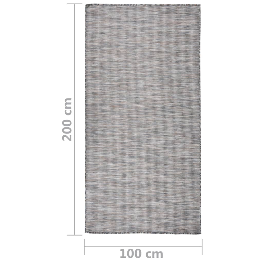 vidaXL Outdoor Flatweave Rug 100x200 cm Brown and Blue