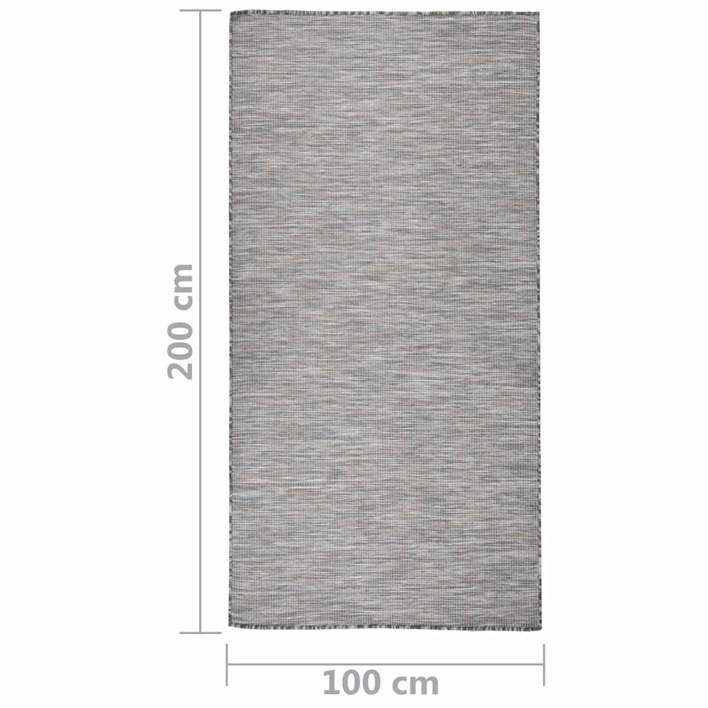 vidaXL Outdoor Flatweave Rug 100x200 cm Brown and Blue