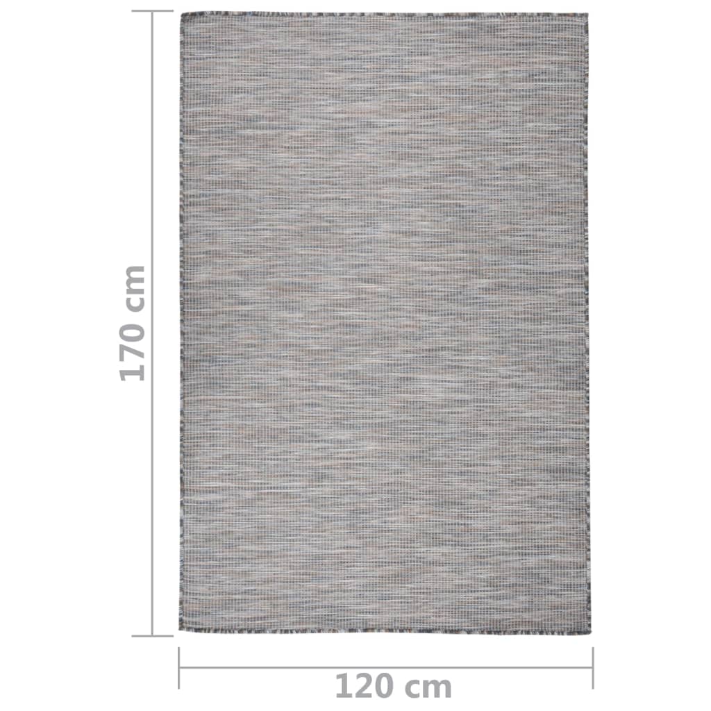 vidaXL Outdoor Flatweave Rug 120x170 cm Brown and Blue
