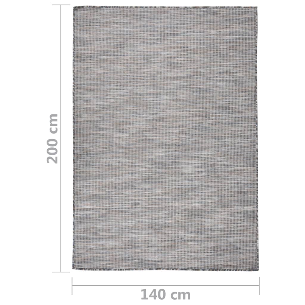 vidaXL Outdoor Flatweave Rug 140x200 cm Brown and Blue