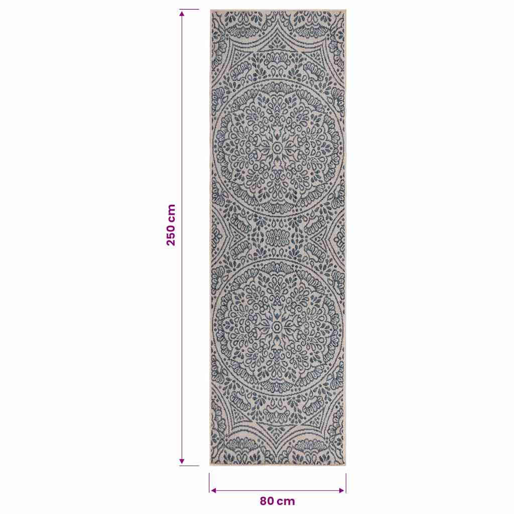 vidaXL Outdoor Flatweave Rug 80x250 cm Blue Pattern