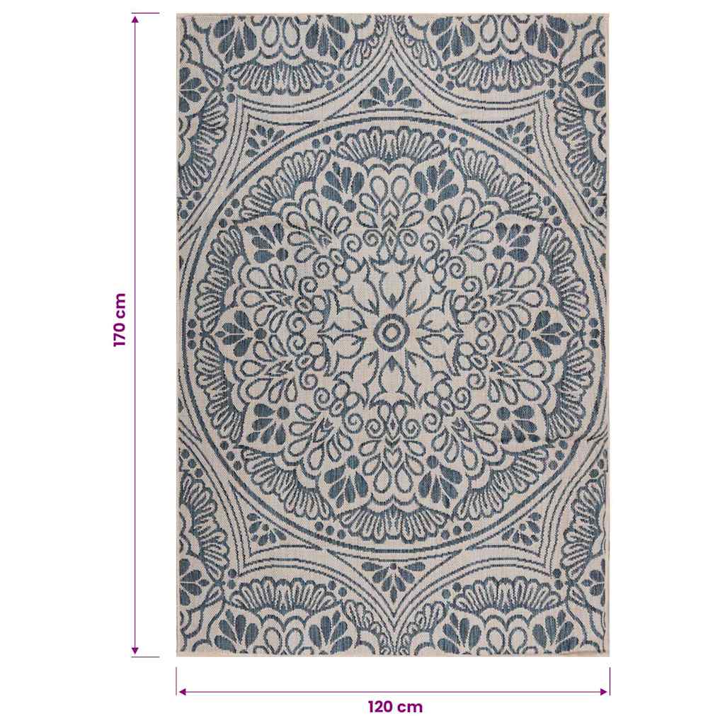 vidaXL Outdoor Flatweave Rug 120x170 cm Blue Pattern