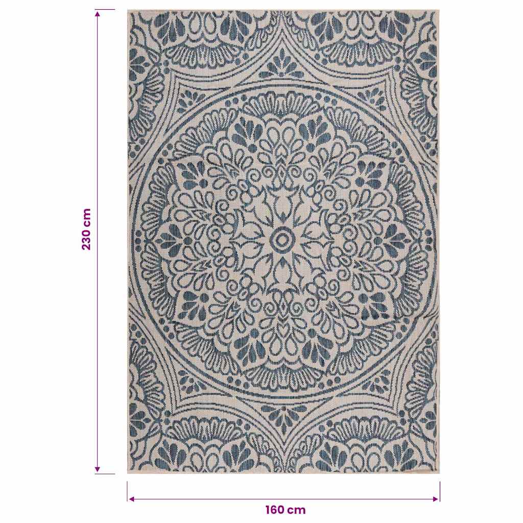 vidaXL Outdoor Flatweave Rug 160x230 cm Blue Pattern