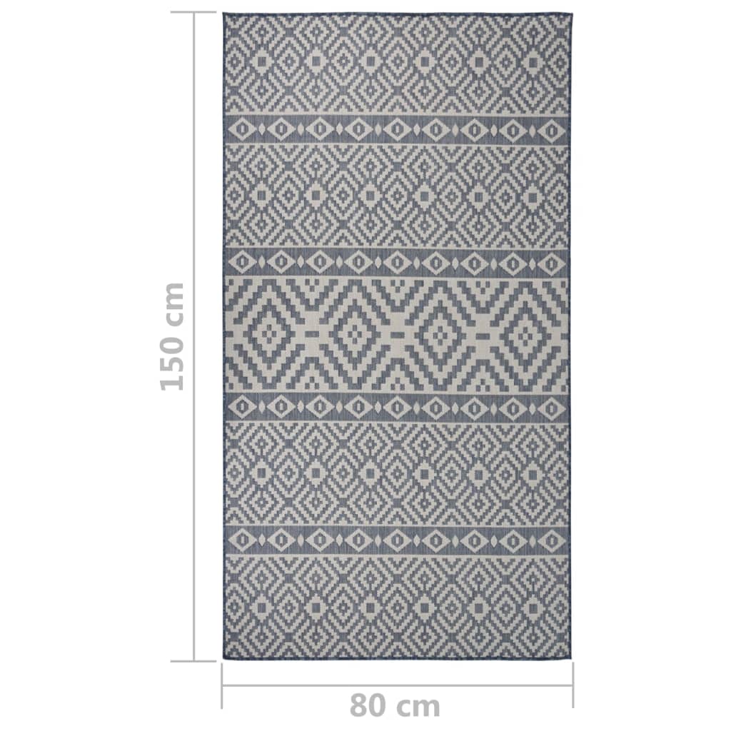 vidaXL Outdoor Flatweave Rug 80x150 cm Blue Stripes