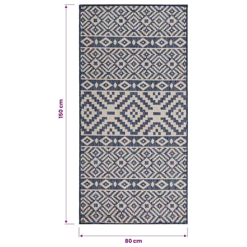 vidaXL Outdoor Flatweave Rug 80x150 cm Blue Stripes