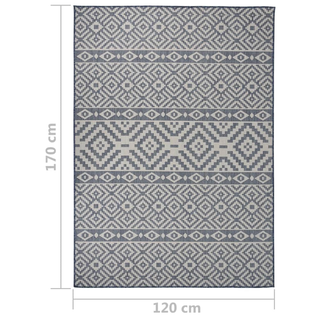 vidaXL Outdoor Flatweave Rug 120x170 cm Blue Stripes