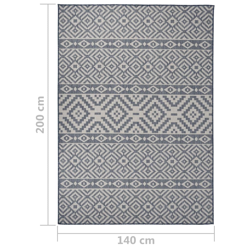 vidaXL Outdoor Flatweave Rug 140x200 cm Blue Stripes