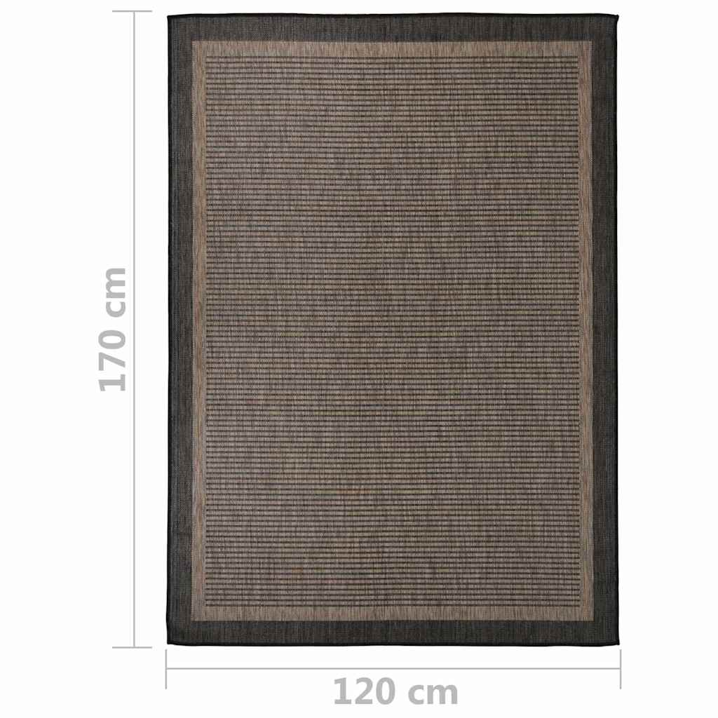 vidaXL Outdoor Flatweave Rug 120x170 cm Dark Brown