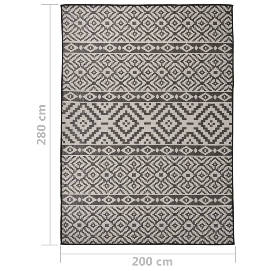 vidaXL Outdoor Rug | Black | Polypropylene | 200 x 280 cm | Durable
