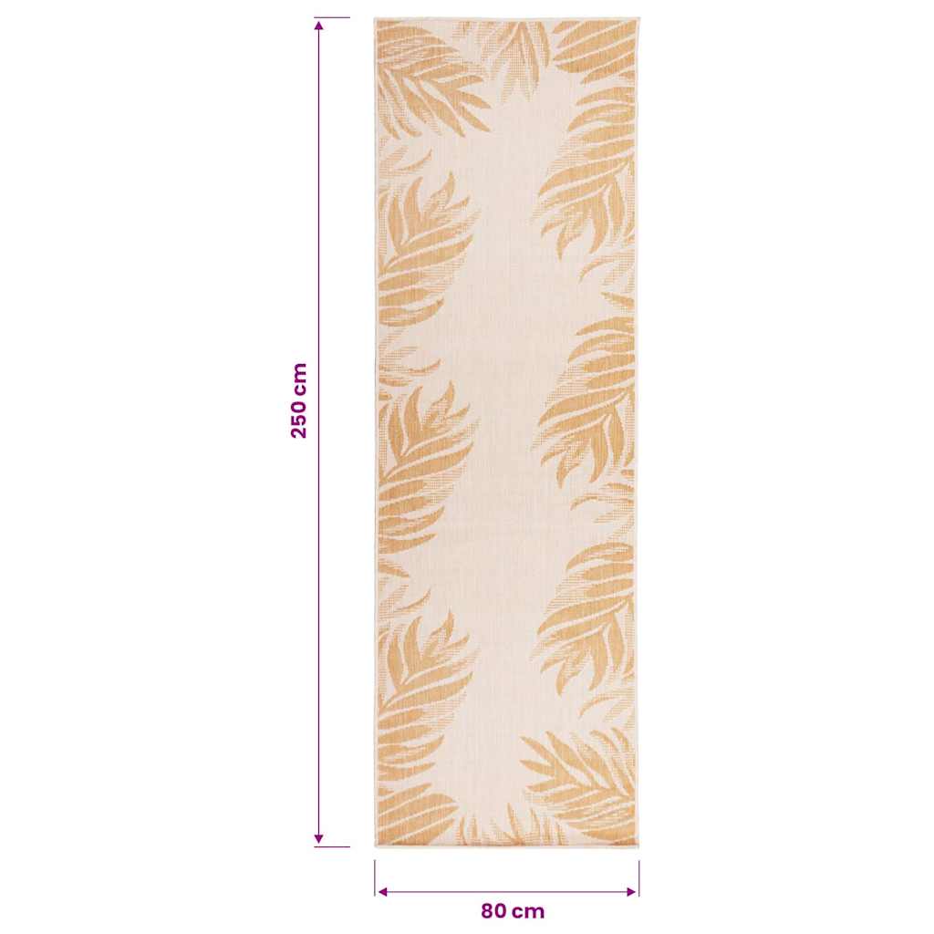 vidaXL Outdoor Flatweave Rug 80x250 cm Leaf Pattern