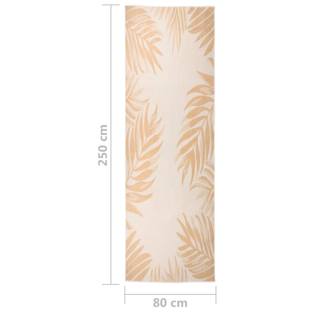 vidaXL Outdoor Flatweave Rug 80x250 cm Leaf Pattern