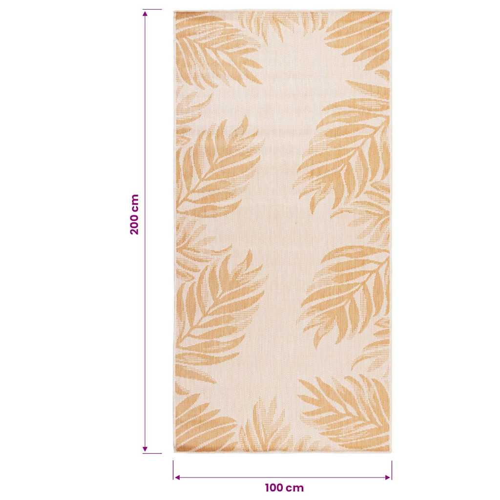 vidaXL Outdoor Flatweave Rug 100x200 cm Leaf Pattern