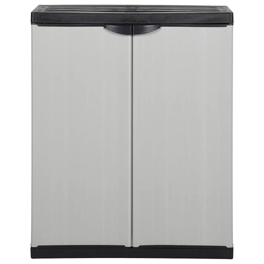 340981 vidaXL Garden Storage Cabinet with 1 Shelf Grey and Black 68x40x85 cm
