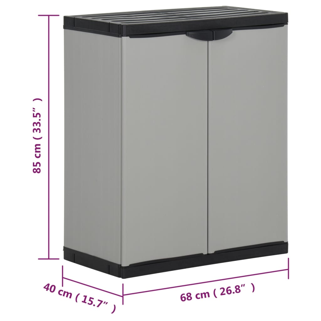 vidaXL Garden Waste Cabinet Grey and Black 68x40x85 cm PP