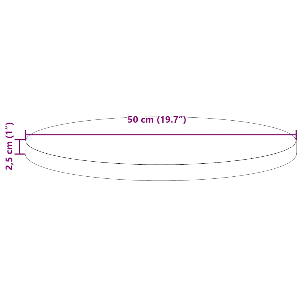 813646 vidaXL Table Top Ø50x2,5 cm Solid Wood Pine