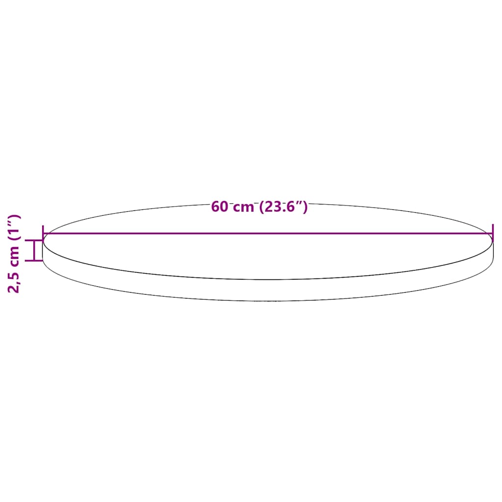 813647 vidaXL Table Top Ø60x2,5 cm Solid Wood Pine