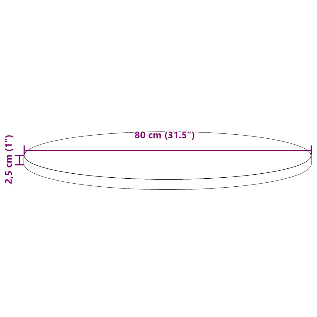 813649 vidaXL Table Top Ø80x2,5 cm Solid Wood Pine