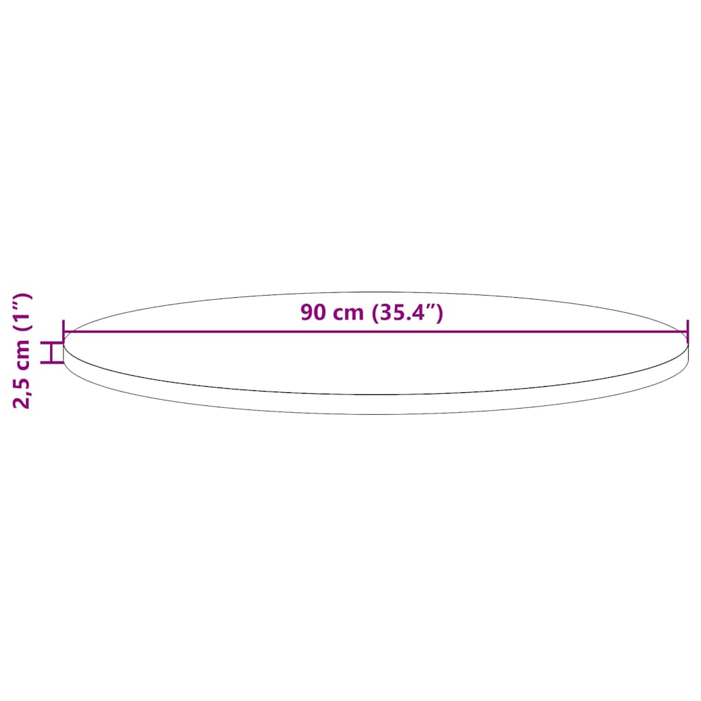 813650 vidaXL Table Top Ø90x2,5 cm Solid Wood Pine