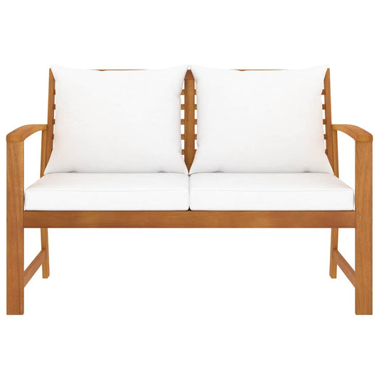 vidaXL Garden Bench 120 cm with Cream Cushion Solid Wood Acacia