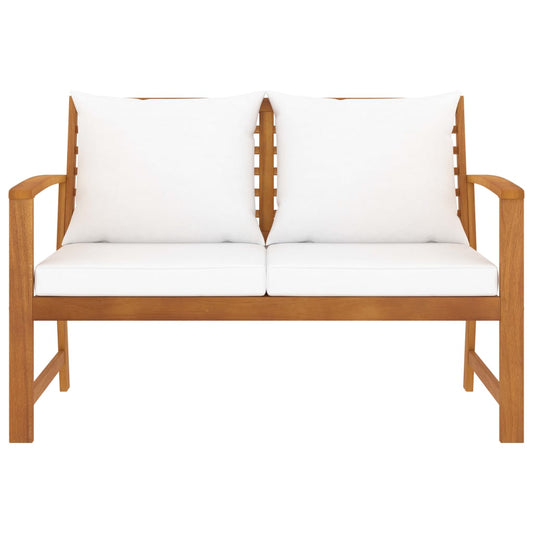 vidaXL Garden Bench 120 cm with Cream Cushion Solid Wood Acacia