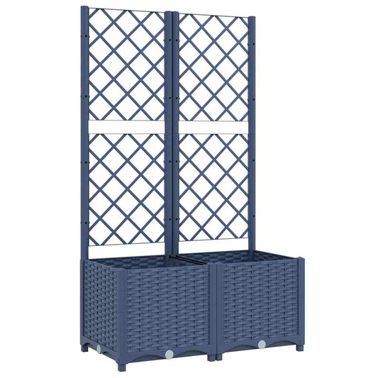 vidaXL Garden Planter with Trellis Blue Grey 80x40x136 cm PP